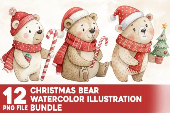 Christmas Bear Watercolor Bundle: Illustrations Review