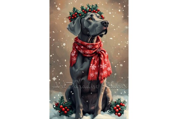 Christmas Great Dane Winter Dog Wall Art & Illustrations