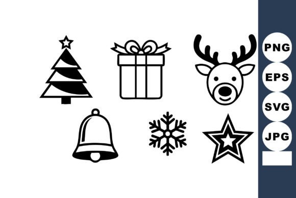 Christmas Holiday Icons with Tree Gift R: Illustrations