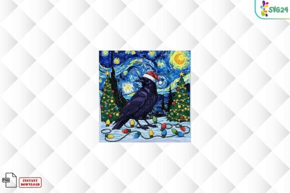 Christmas Raven Starry Night PNG: Illustrations Review
