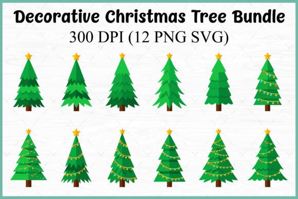 Christmas Tree Vector SVG Clipart Bundle: Illustrations