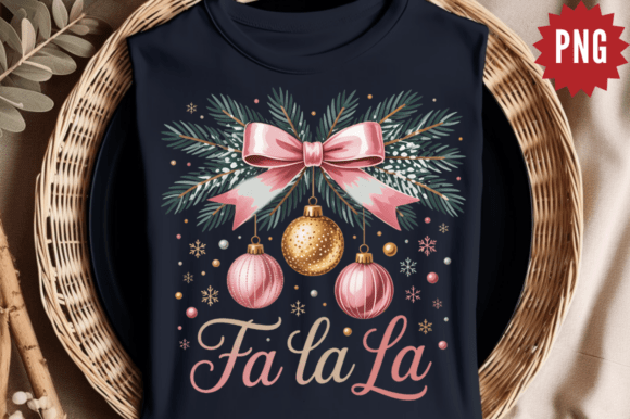 Coquette Christmas Fa La La PNG Design & Illustrations