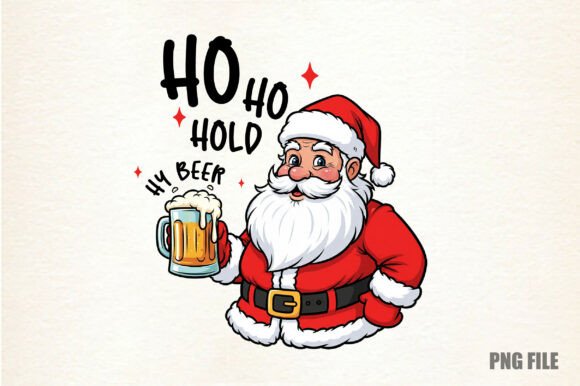 Funny Christmas Santa Ho Ho Hold My Beer Illustrations