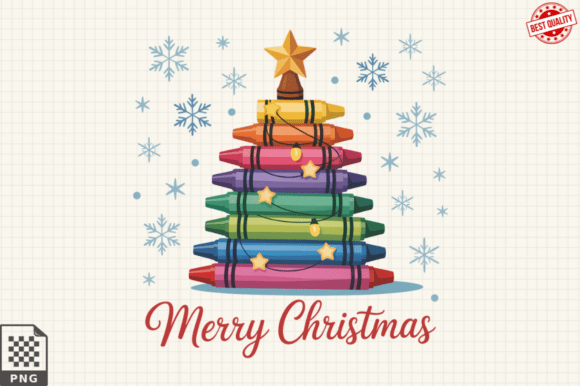 Merry Christmas Crayon Tree PNG Design for Illustrations