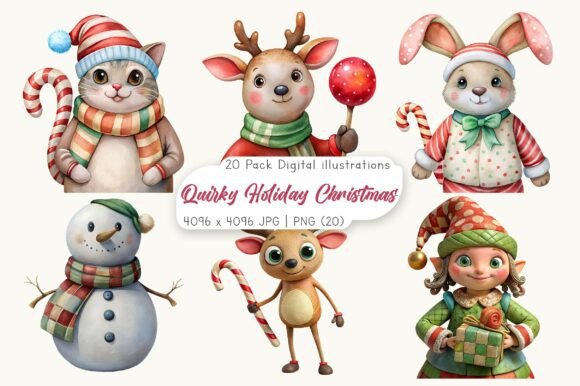 Quirky Holiday Christmas Clipart: Fun Illustrations