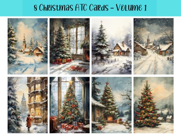 Reviewing 8 Christmas ATC Cards for Scrapbooking Illustrations