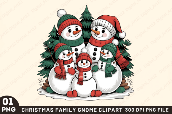 Reviewing Christmas Family Gnome PNG Clipart Illustrations