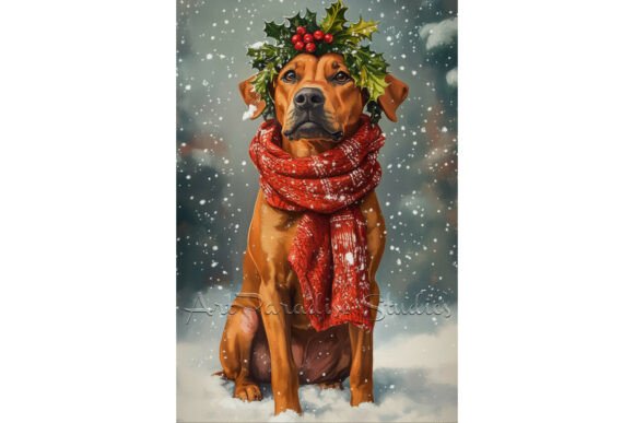 Reviewing Christmas Ridgeback Dog Illustrations