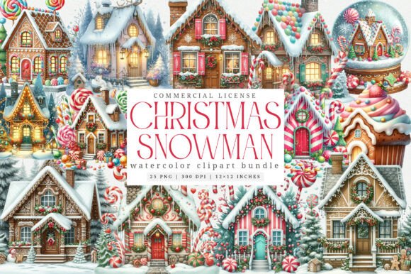 Whimsical Christmas Houses PNG for Illustrations