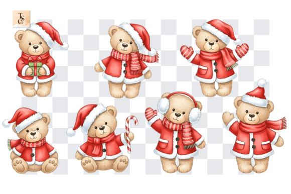 Whimsical Christmas Teddy Bear PNG for Illustrations
