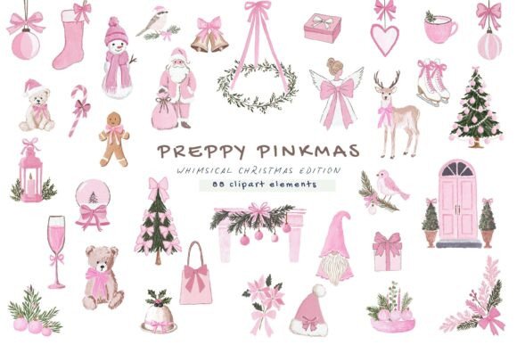 Whimsical Pink Christmas Clipart & Illustrations Review
